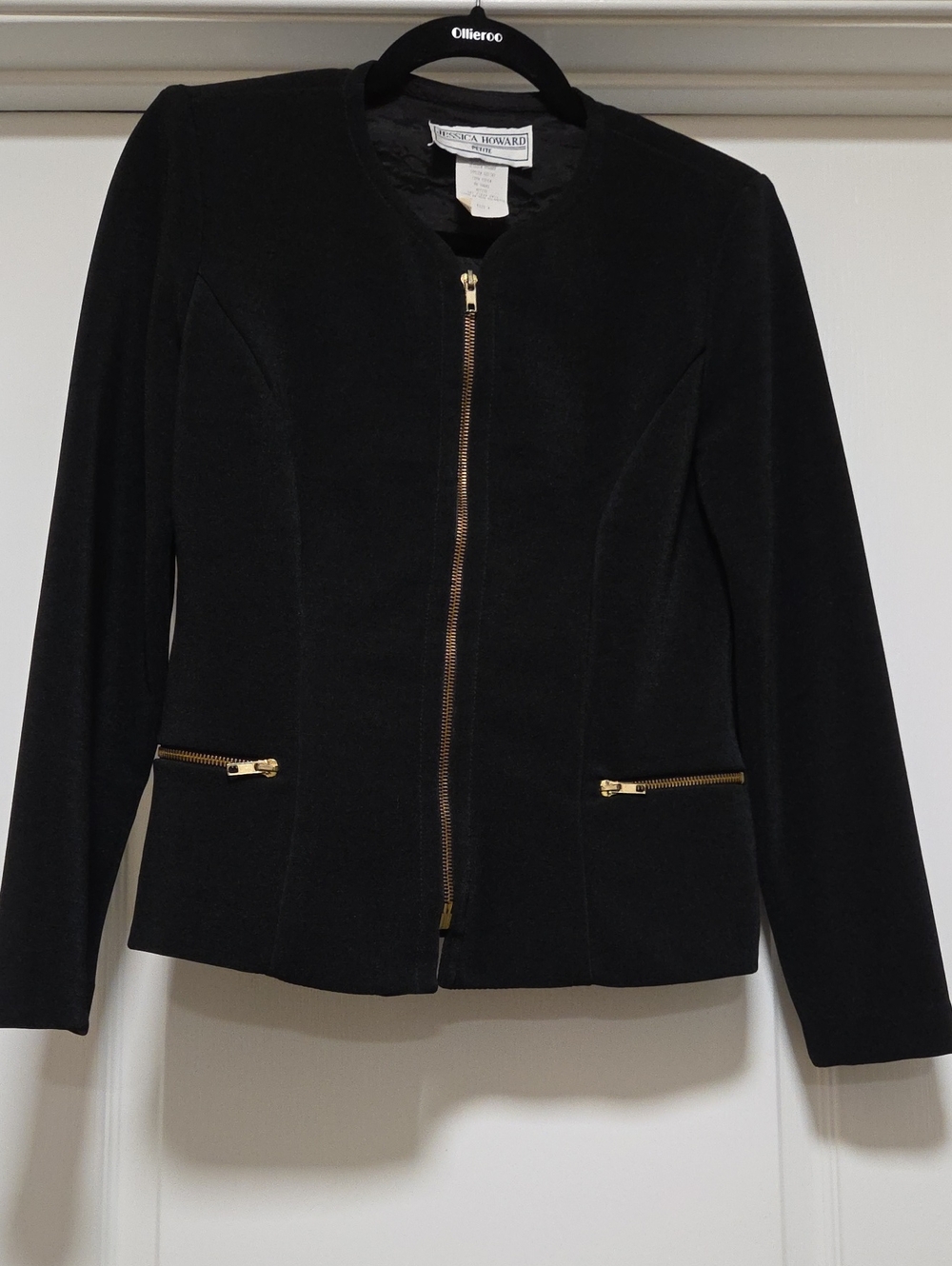 Jessica Howard Petite 4 Structured Black Zip Jacket